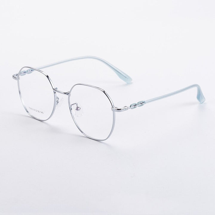 CCspace Unisex Full Rim Polygon Alloy Eyeglasses 55714 Full Rim CCspace Blue China
