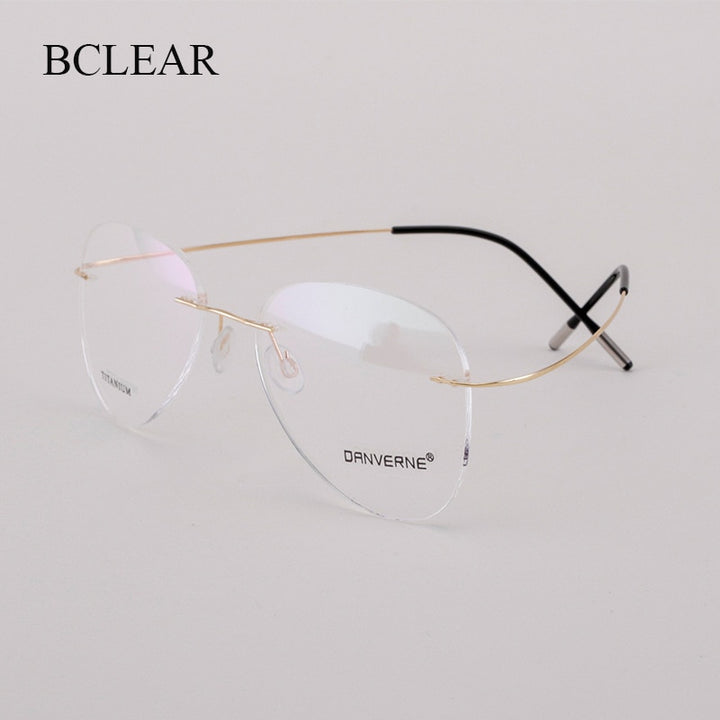 Bclear Unisex Customized Rimless Oval Titanium Alloy Eyeglasses My20002 Rimless Bclear
