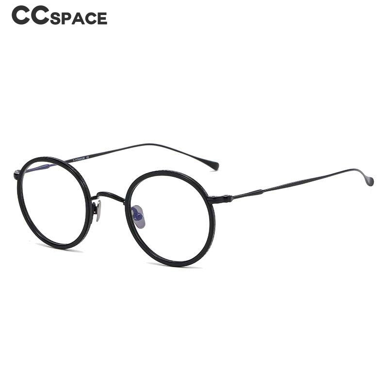 CCspace Unisex Full Rim Round Titanium Eyeglasses 53234 Full Rim CCspace
