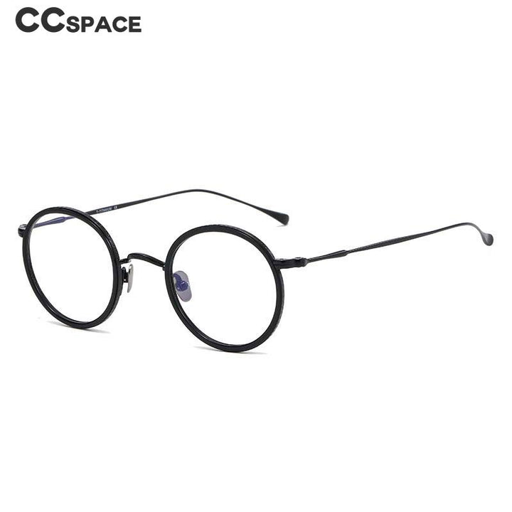 CCspace Unisex Full Rim Round Titanium Eyeglasses 53234 Full Rim CCspace