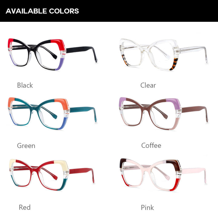 CCspace Unisex Full Rim Cat Eye Tr 90 Titanium Frame Eyeglasses 54153 Full Rim CCspace