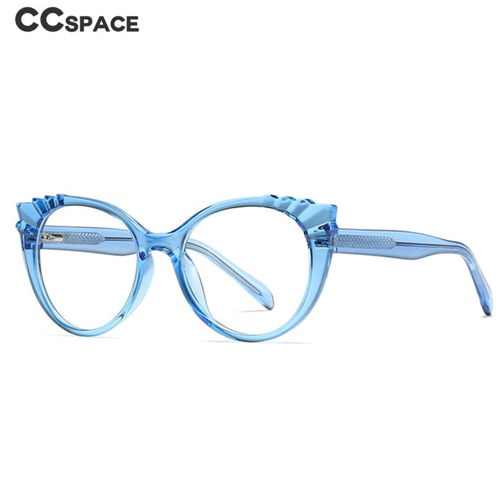 CCspace Women's Full Rim Round Cat Eye Tr 90 Titanium Frame Eyeglasses 54303 Full Rim CCspace