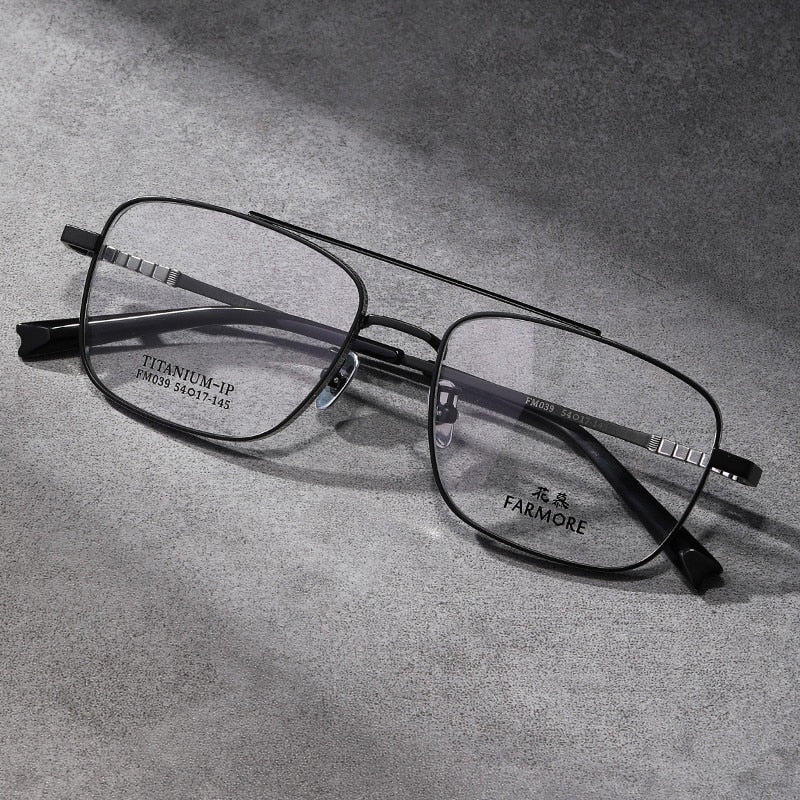 Reven Jate Unisex Full Rim Square Double Bridge Titanium Eyeglasses Fm039 Full Rim Reven Jate