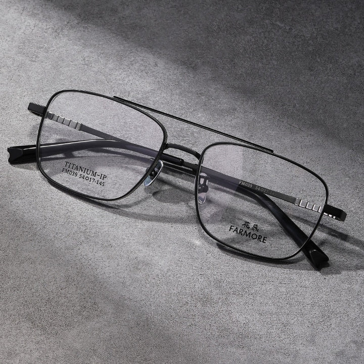 Reven Jate Unisex Full Rim Square Double Bridge Titanium Eyeglasses Fm039 Full Rim Reven Jate
