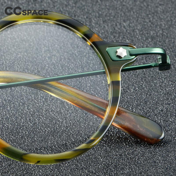 CCspace Women's Full Rim Round Acetate Eyeglasses 55275 Full Rim CCspace