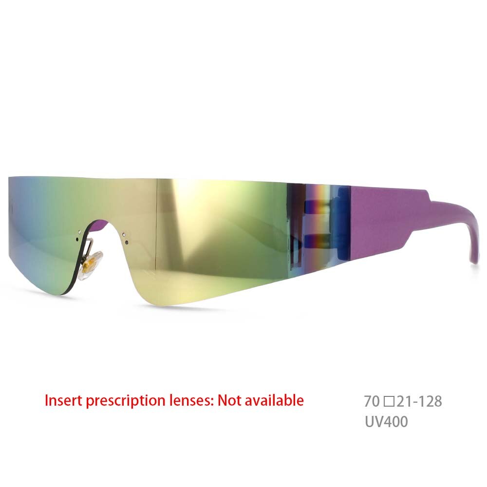 CCspace Unisex Rimless Rectangle Goggle Resin One Lens Frame Sunglasses 54474 Sunglasses CCspace Sunglasses Purple 54474