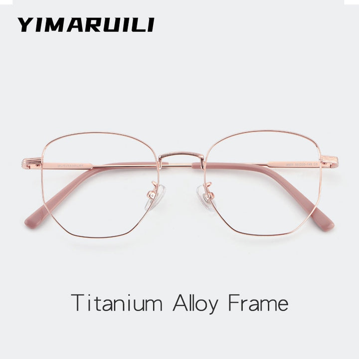 Yimaruili Unisex Full Rim Polygon Titanium Eyeglasses 9005 Full Rim Yimaruili Eyeglasses