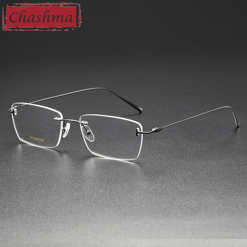 Chashma Ottica Unisex Rimless Square Titanium Eyeglasses 5678 Rimless Chashma Ottica Gray