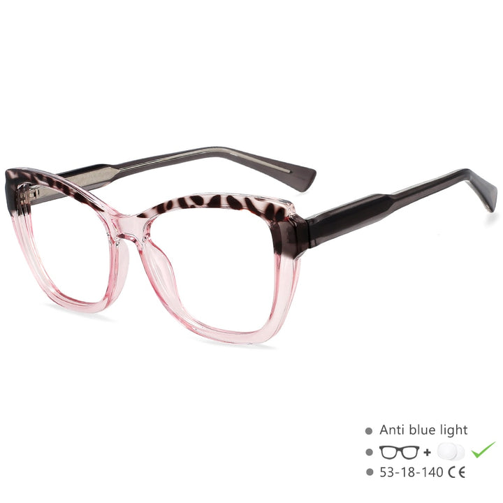 CCspace Unisex Full Rim Square Cat Eye Tr 90 Titanium Eyeglasses 54473 Full Rim CCspace China Pink