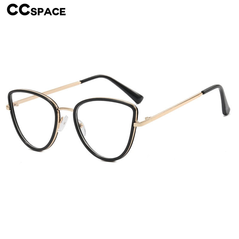 CCspace Unisex Full Rim Square Cat Eye Alloy Eyeglasses 55626 Full Rim CCspace