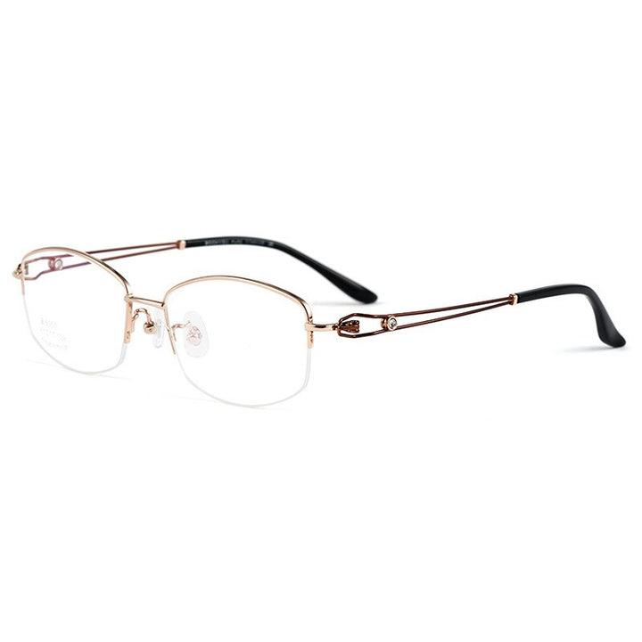 Hotony Women's Semi Rim Square Titanium Eyeglasses Bv6003 Semi Rim Hotony C18