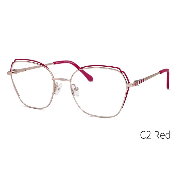 Kansept Unisex Full Rim Square Cat Eye Metal Frame Sunglasses Ty48298a Sunglasses Kansept C2 Red CN 