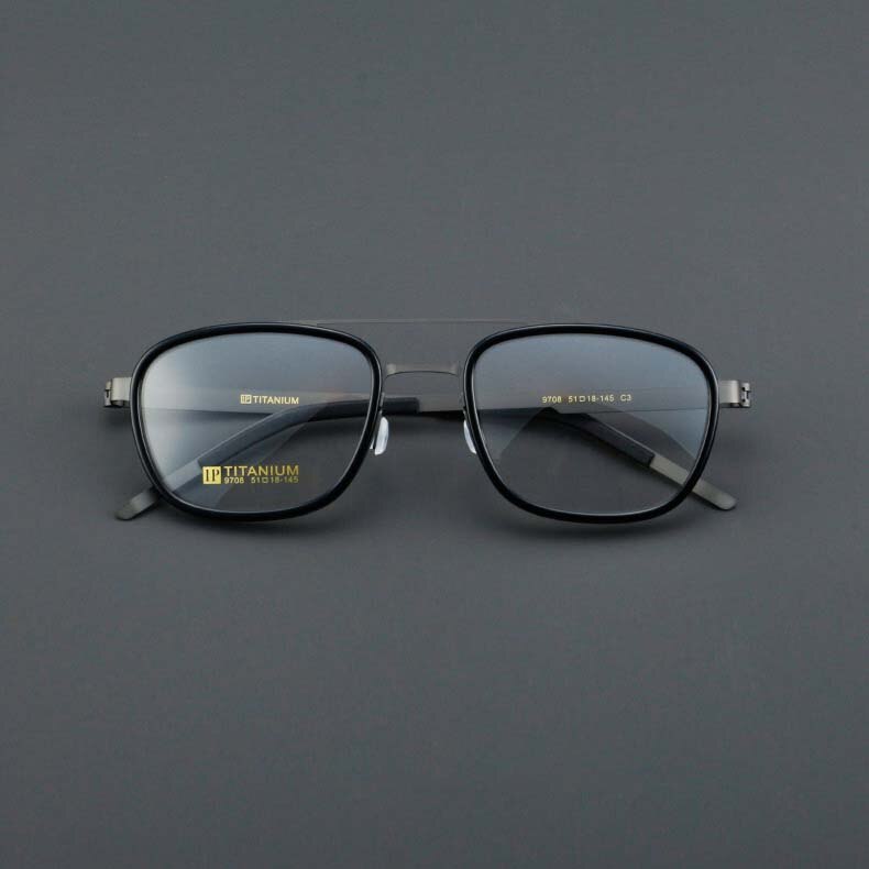 CCspace Unisex Full Rim Square Double Bridge Acetate Titanium Eyeglasses 55024 Full Rim CCspace BlackGun China