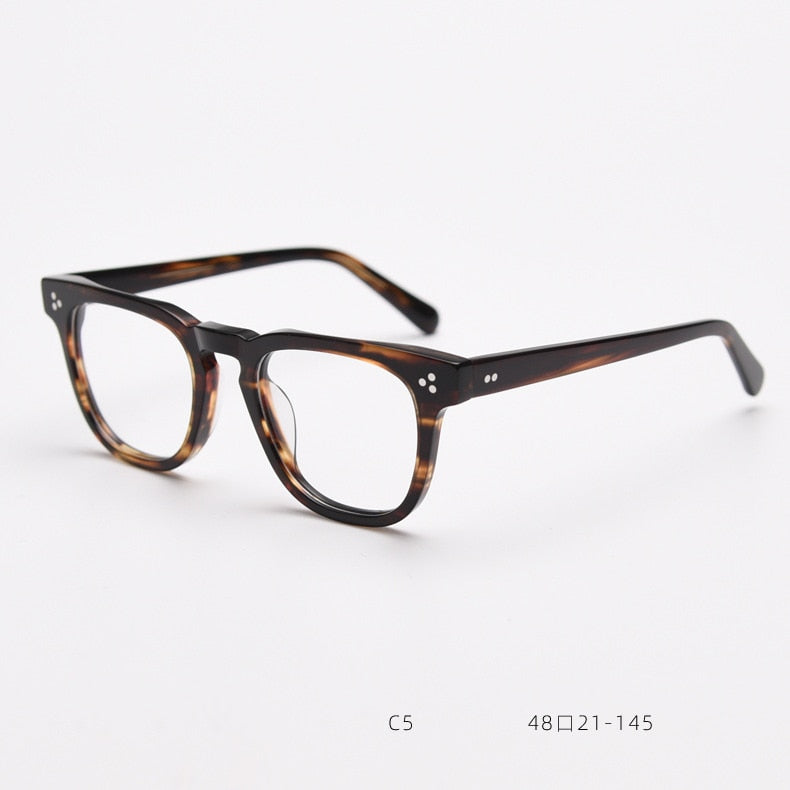 CCspace Unisex Full Rim Square Acetate Eyeglasses 55684 Full Rim CCspace TeaLeopard China
