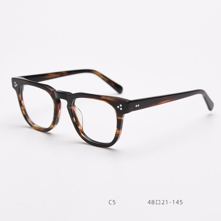 CCspace Unisex Full Rim Square Acetate Eyeglasses 55684 Full Rim CCspace TeaLeopard China