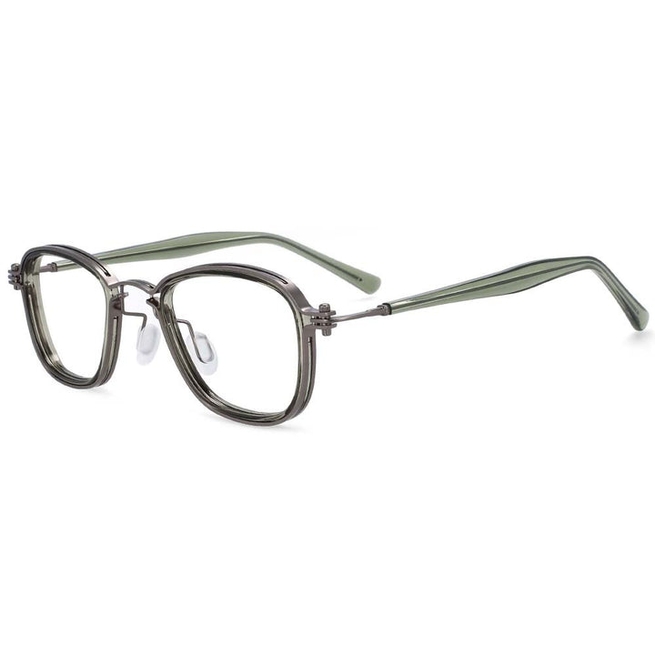 CCspace Unisex Full Rim Square Round Acetate Alloy Steampunk Frame Eyeglasses 54227 Full Rim CCspace B05 Green