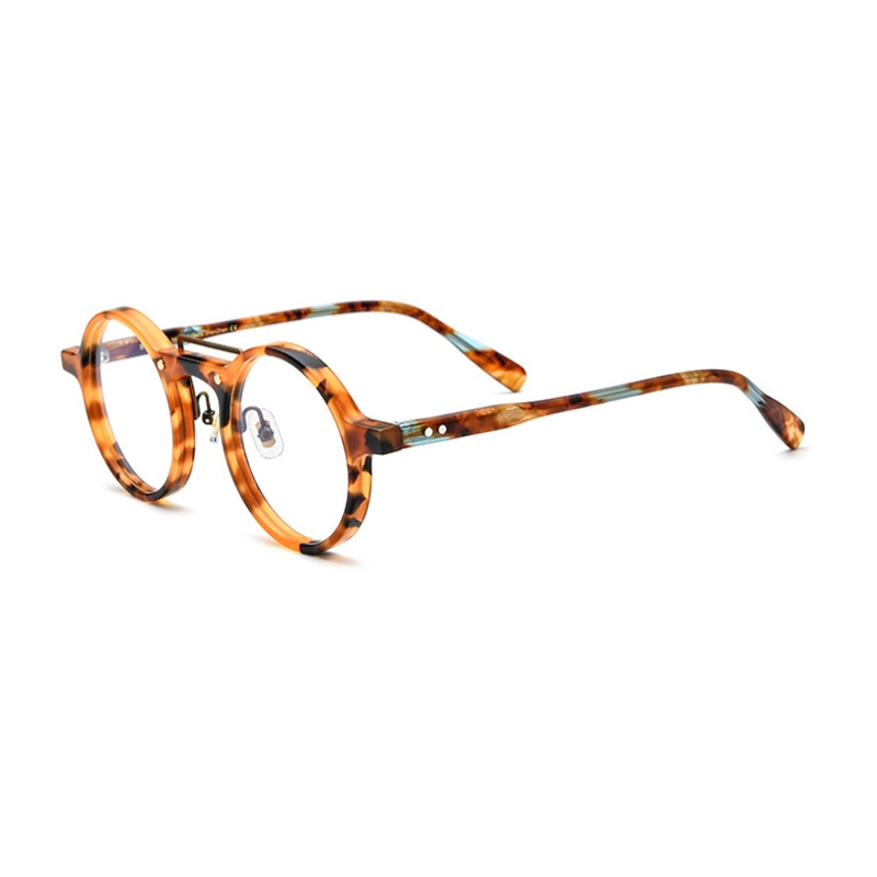 Gatenac Unisex Full Rim Round Acetate Double Bridge Frame Eyeglasses Gxyj808 Full Rim Gatenac Tortoise