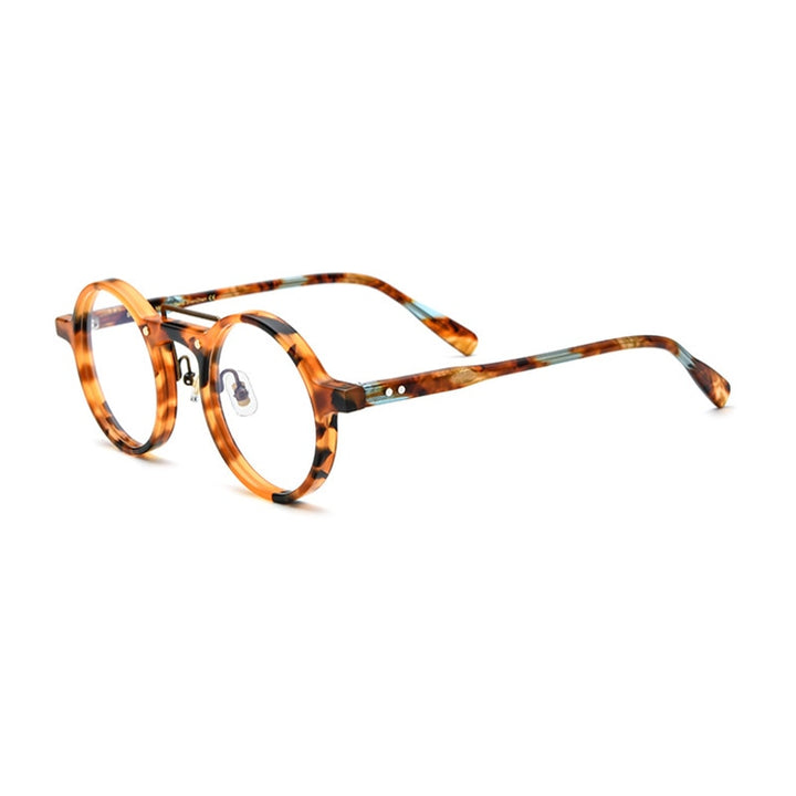 Gatenac Unisex Full Rim Round Acetate Double Bridge Frame Eyeglasses Gxyj808 Full Rim Gatenac Tortoise
