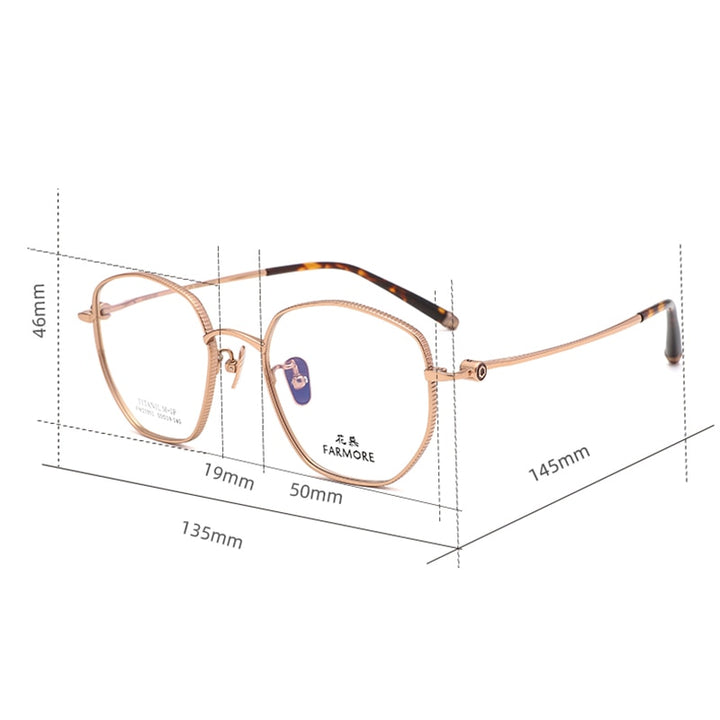 Reven Jate Unisex Full Rim Polygon Square Titanium Eyeglasses Fm21001 Full Rim Reven Jate