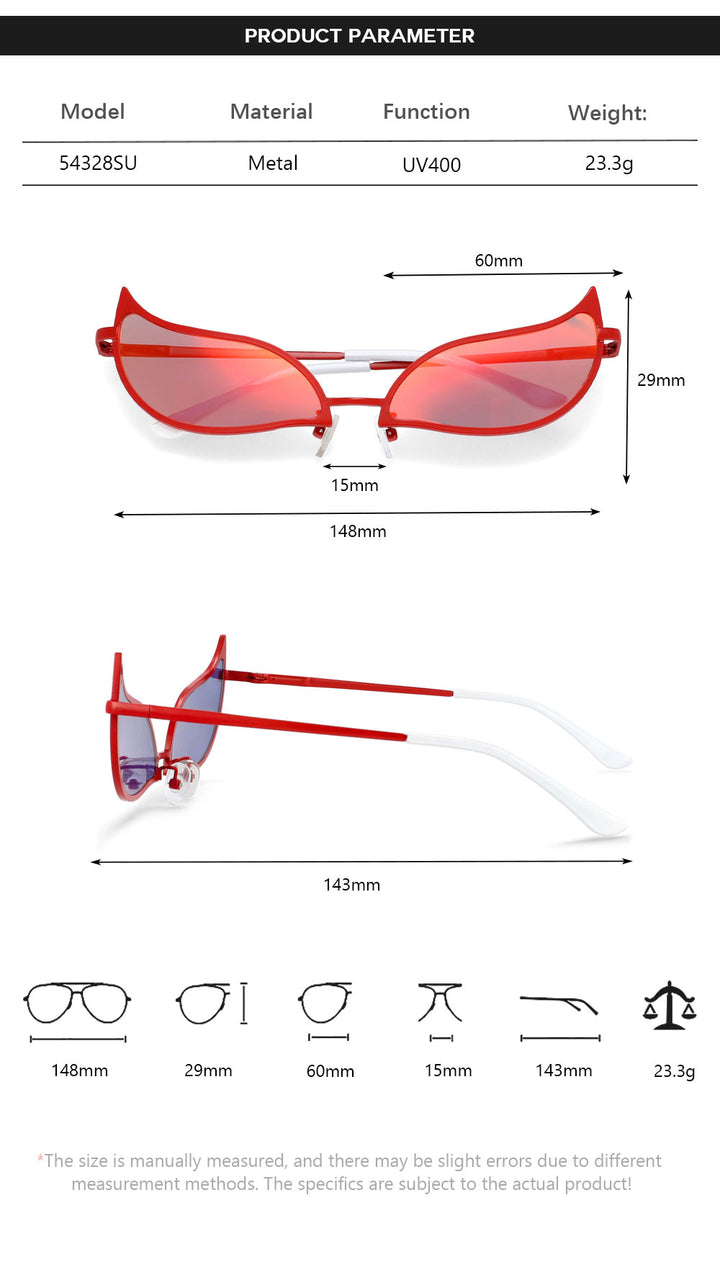 CCspace Unisex Full Rim Cat Eye Alloy Frame Sunglasses 54328 Sunglasses CCspace Sunglasses