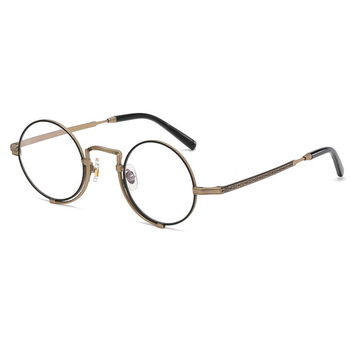 Gatenac Unisex Full Rim Round Titanium Eyeglasses Gxyj998 Full Rim Gatenac Gold