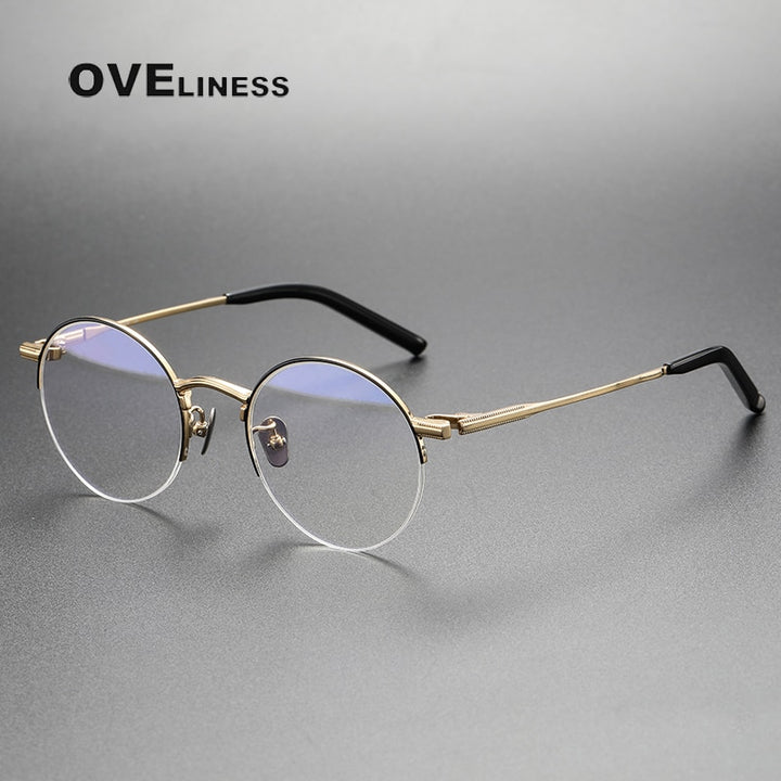 Oveliness Unisex Semi Rim Round Titanium Eyeglasses 185 Semi Rim Oveliness