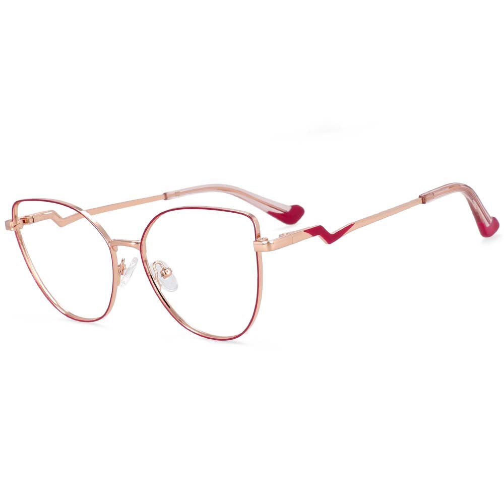 CCspace Women's Full Rim Cat Eye Alloy Frame Eyeglasses 54317 Full Rim CCspace China rose-gold