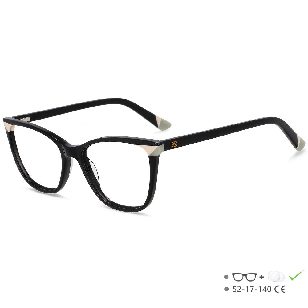 CCspace Unisex Full Rim Small Square Acetate Eyeglasses 55566 Full Rim CCspace PinkGreen China