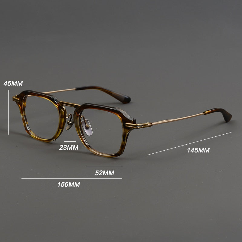 Gatenac Unisex Full Rim Round Square Acetate Titanium Eyeglasses Gxyj894 Full Rim Gatenac