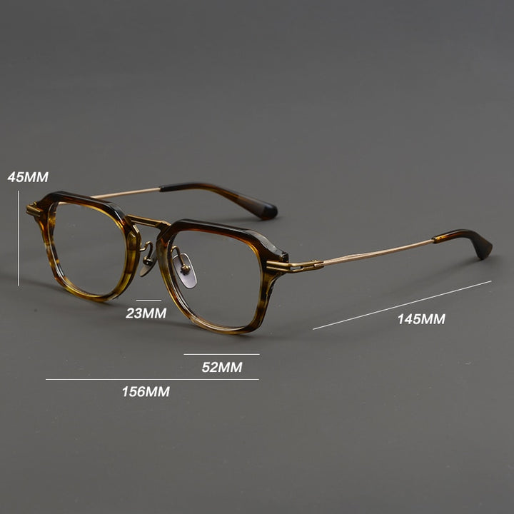 Gatenac Unisex Full Rim Round Square Acetate Titanium Eyeglasses Gxyj894 Full Rim Gatenac