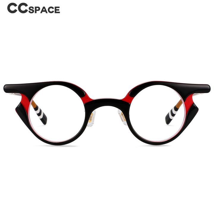 CCspace Unisex Full Rim Round Acetate Frame Punk Eyeglasses 54539 Full Rim CCspace
