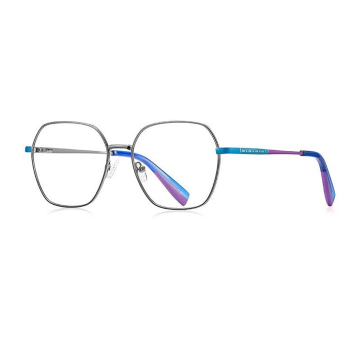 CCspace Women's Full Rim Polygon Square Stainless Steel Eyeglasses 54712 Full Rim CCspace