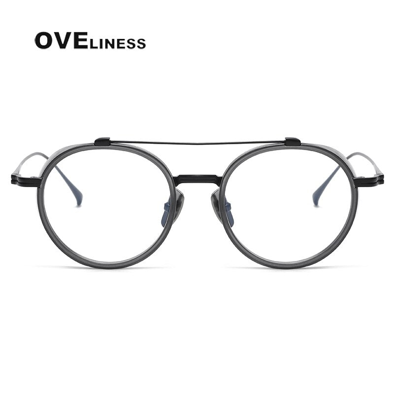 Oveliness Unisex Full Rim Square Double Bridge Acetate Titanium Eyeglasses Kj32 Full Rim Oveliness