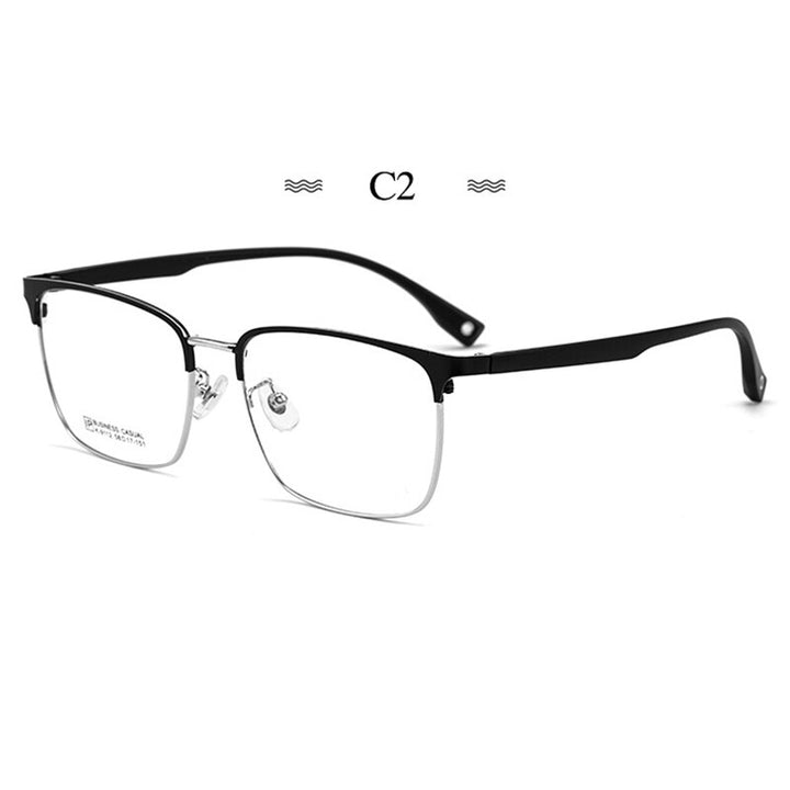 Hotochki Men's Full Rim Square Tr 90 Titanium Alloy Frame Eyeglasses K9112 Full Rim Hotochki C2