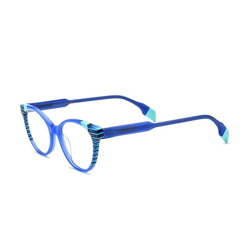 CCspace Women's Full Rim Cat Eye Acetate Eyeglasses 55058 Full Rim CCspace Blue China