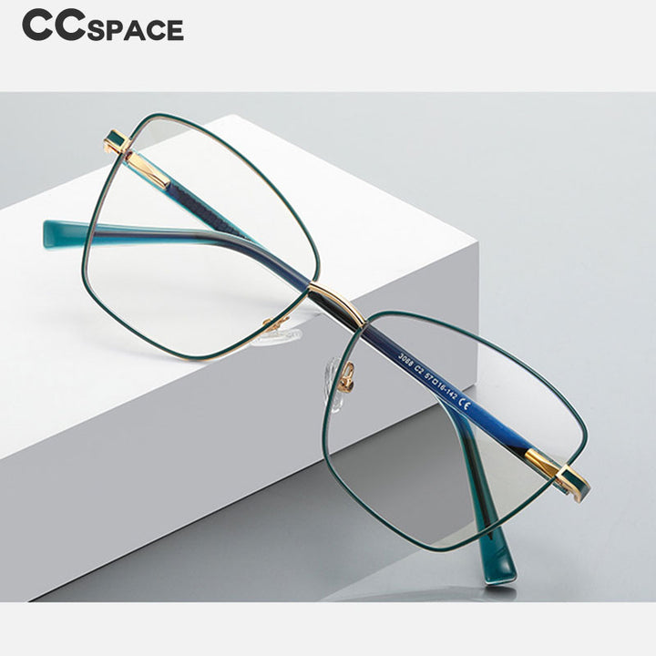 CCspace Unisex Full Rim Square Cat Eye Alloy Eyeglasses 55527 Full Rim CCspace