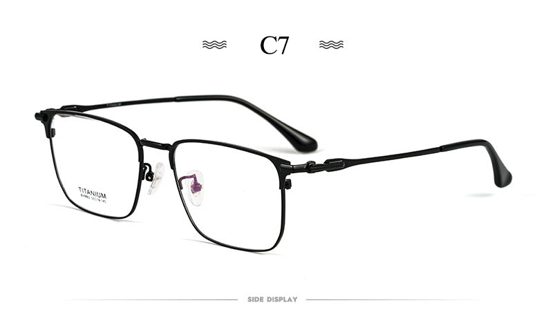 Hotochki Men's Semi Rim Square Titanium Alloy Frame Eyeglasses Bv9002 Semi Rim Hotochki