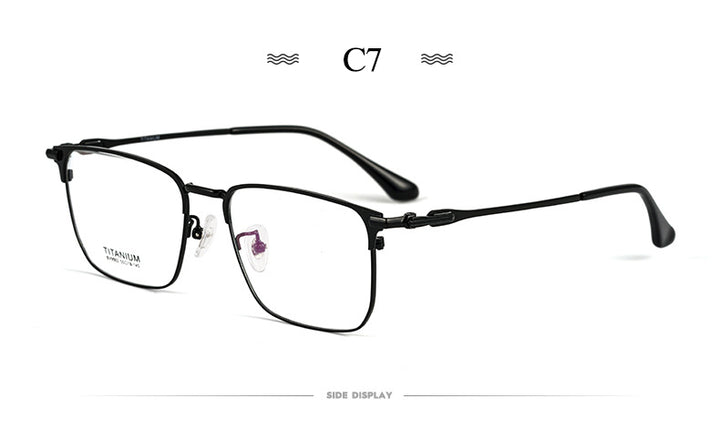 Hotochki Men's Semi Rim Square Titanium Alloy Frame Eyeglasses Bv9002 Semi Rim Hotochki