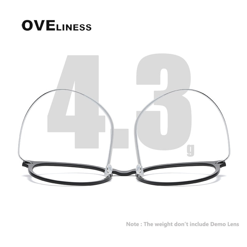 Oveliness Unisex Full Rim Round ScrewlessAcetate Titanium Eyeglasses 6603 Full Rim Oveliness
