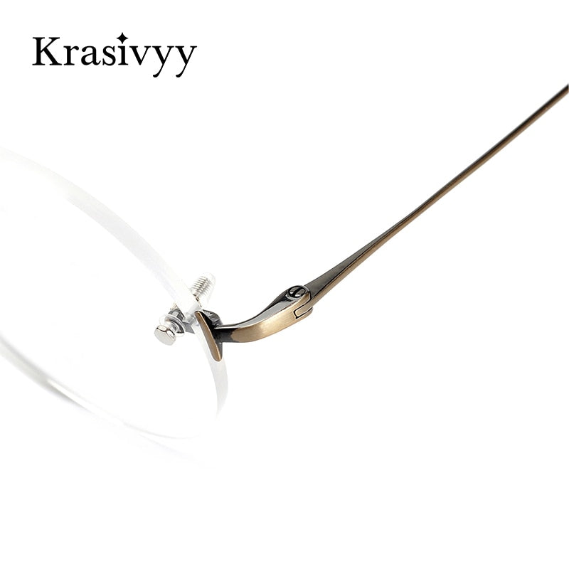 Krasivyy Unisex Rimless Round Titanium Eyeglasses Kr16035 Rimless Krasivyy