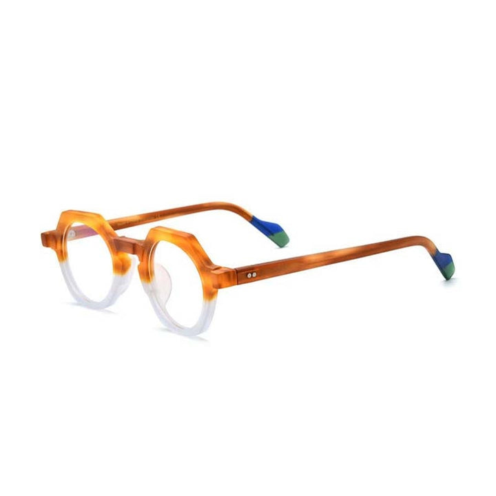 CCspace Unisex Full Rim Irregular Round Acetate Eyeglasses 55099 Full Rim CCspace C3MatteYellowWhite China