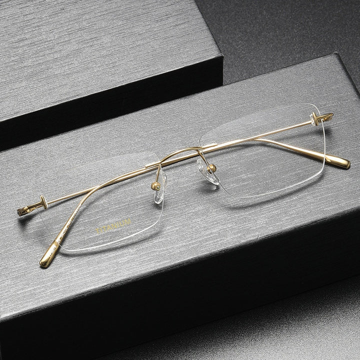 Chashma Ottica Unisex Rimless Square Titanium Eyeglasses 5678 Rimless Chashma Ottica