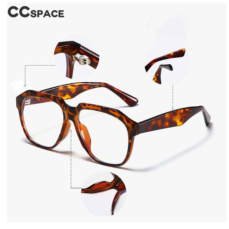 CCspace Unisex Full Rim Large Square Acetate Eyeglasses 55063 Full Rim CCspace