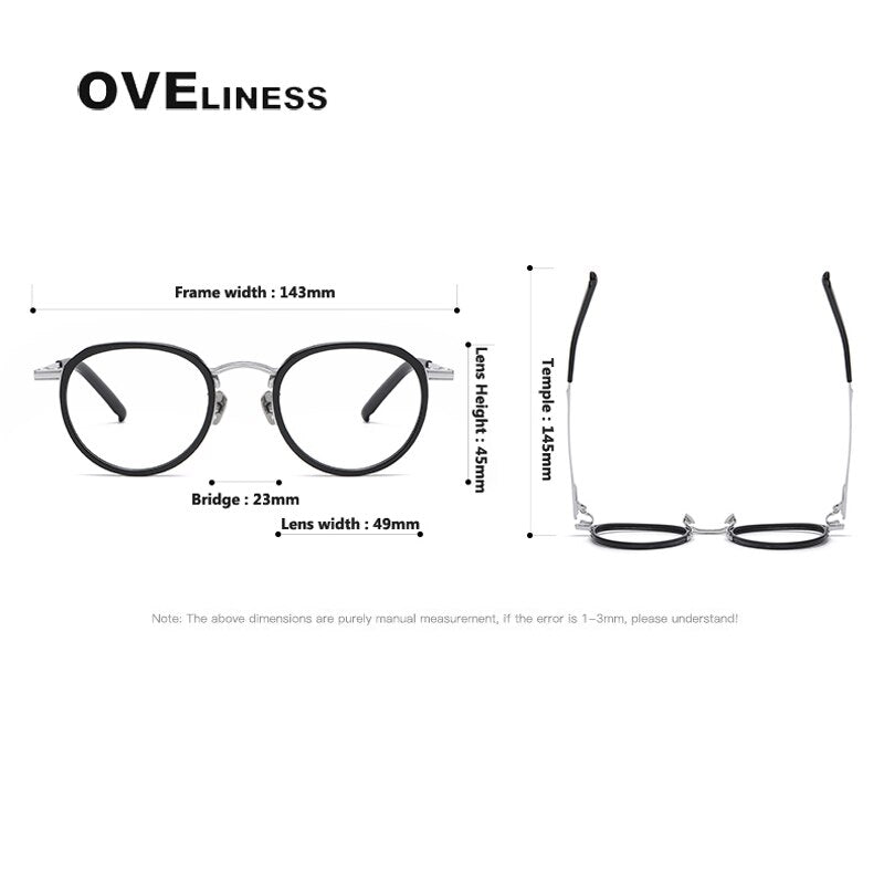 Oveliness Unisex Full Rim Round Acetate Titanium Eyeglasses M43 Full Rim Oveliness