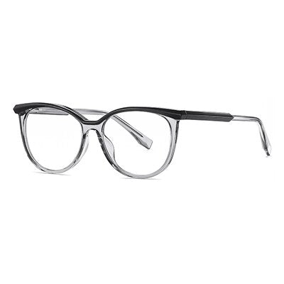 Ralferty Women's Full Rim Round Square Acetate Alloy Eyeglasses D3518 Full Rim Ralferty C541 Clear Gray China 