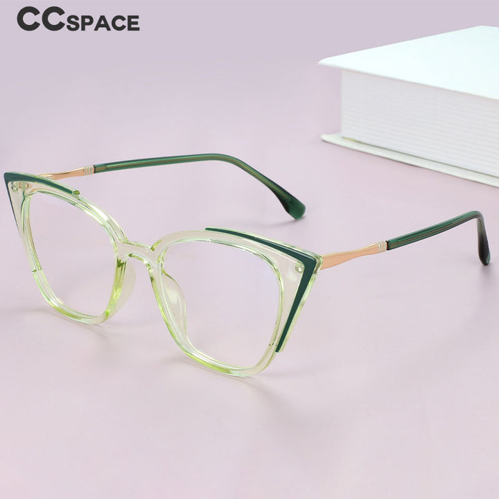 CCspace Unisex Full Rim Square Cat Eye Tr 90 Alloy Eyeglasses 56381 Full Rim CCspace