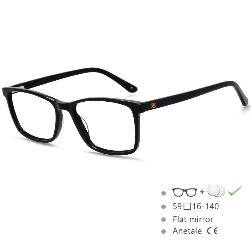 CCspace Men's Full Rim Square Acetate Frame Eyeglasses 54553 Full Rim CCspace Black China