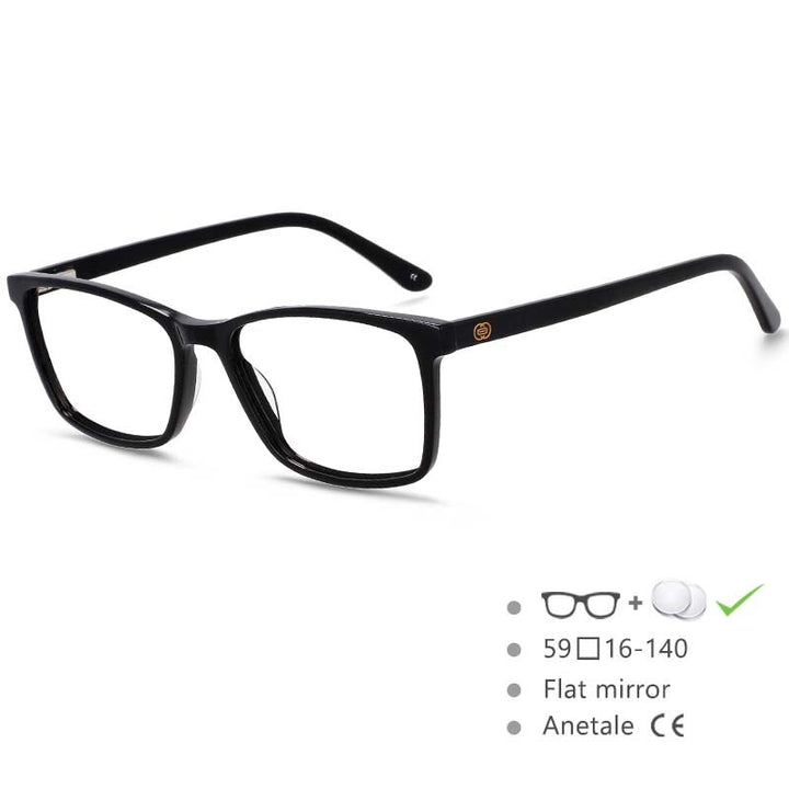 CCspace Men's Full Rim Square Acetate Frame Eyeglasses 54553 Full Rim CCspace Black China