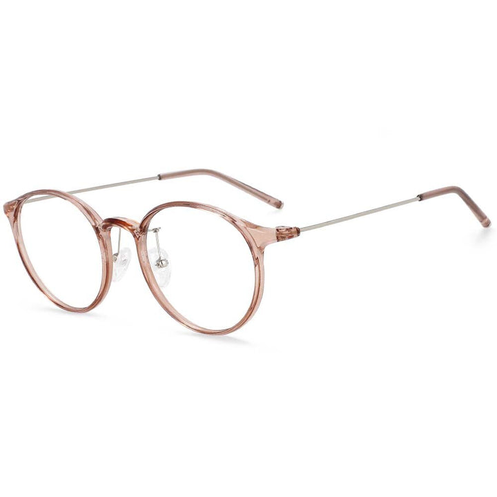 CCspace Unisex Full Rim Round Tr 90 Titanium Frame Eyeglasses 54274 Full Rim CCspace China C67tea-pink