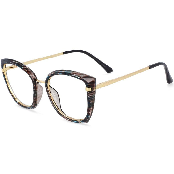 CCspace Unisex Full Rim Square Cat Eye Tr 90 Titanium Frame Eyeglasses 54238 Full Rim CCspace stripe